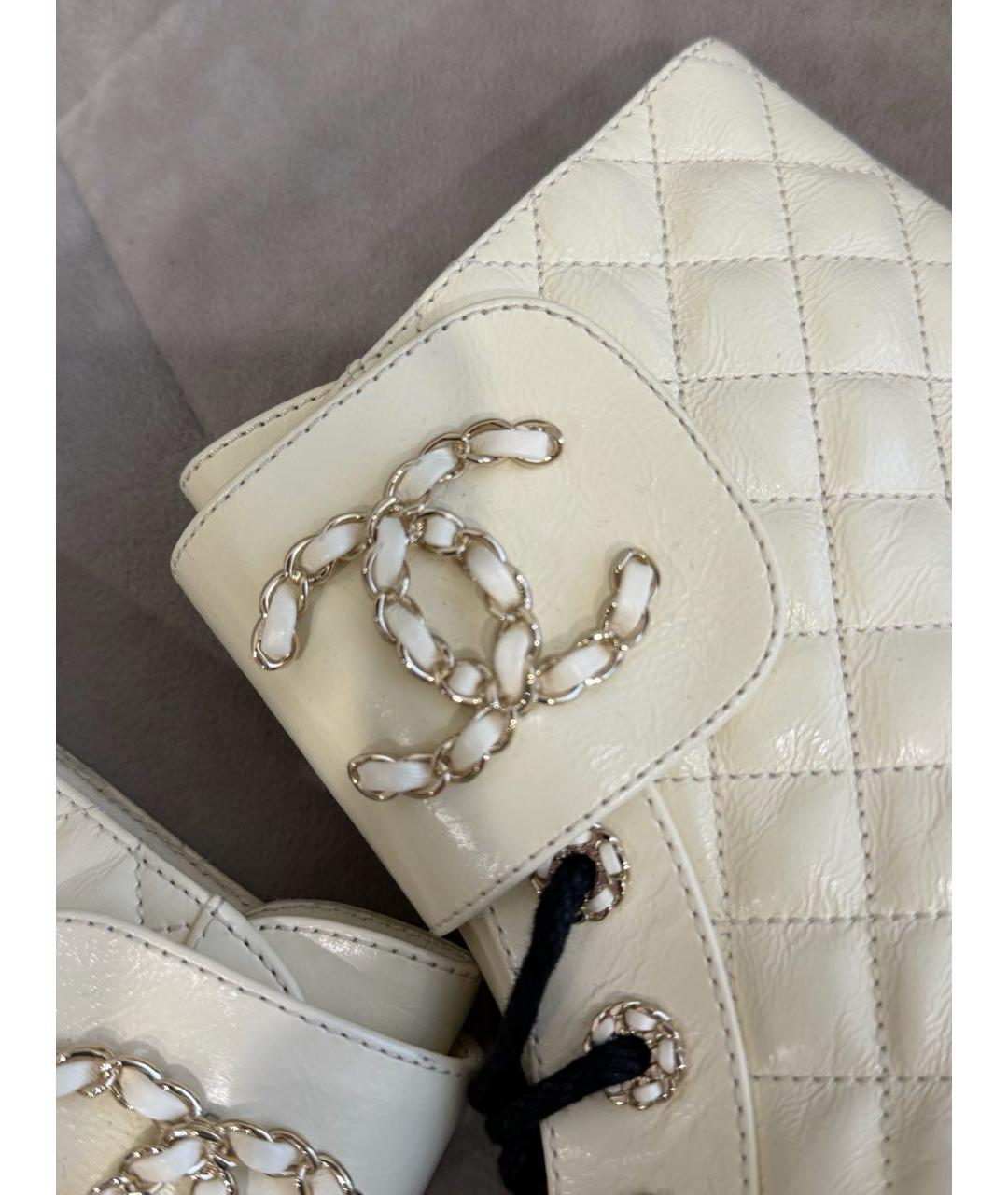 CHANEL Белые кожаные ботинки, фото 4