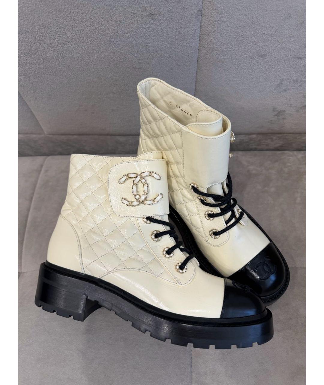 CHANEL Белые кожаные ботинки, фото 8