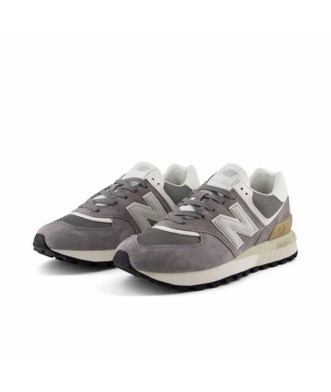 NEW BALANCE Серые замшевые низкие кроссовки / кеды, фото 2