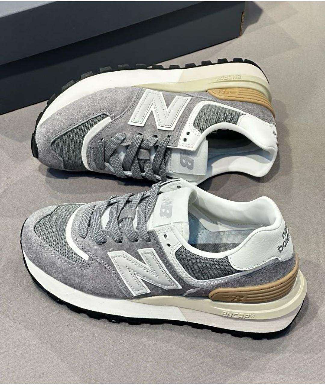 NEW BALANCE Серые замшевые низкие кроссовки / кеды, фото 5