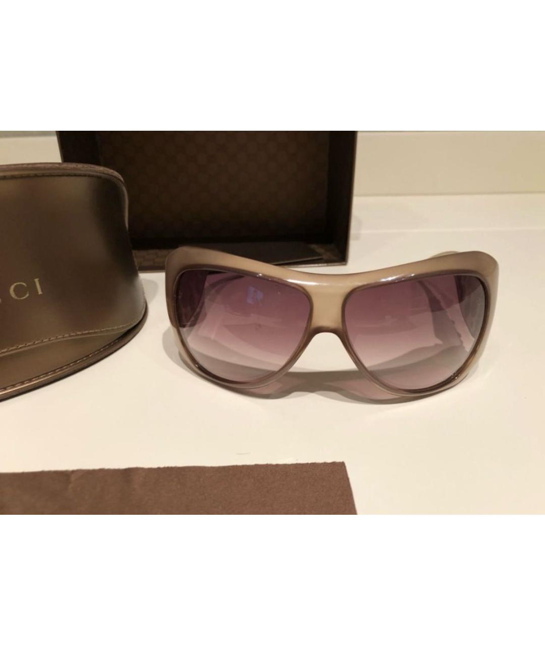 GUCCI Бежевые пластиковые солнцезащитные очки, фото 4