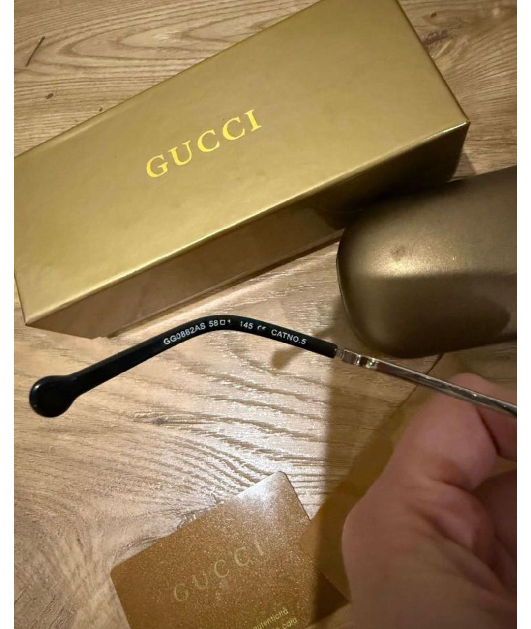 GUCCI Серебряные металлические солнцезащитные очки, фото 5