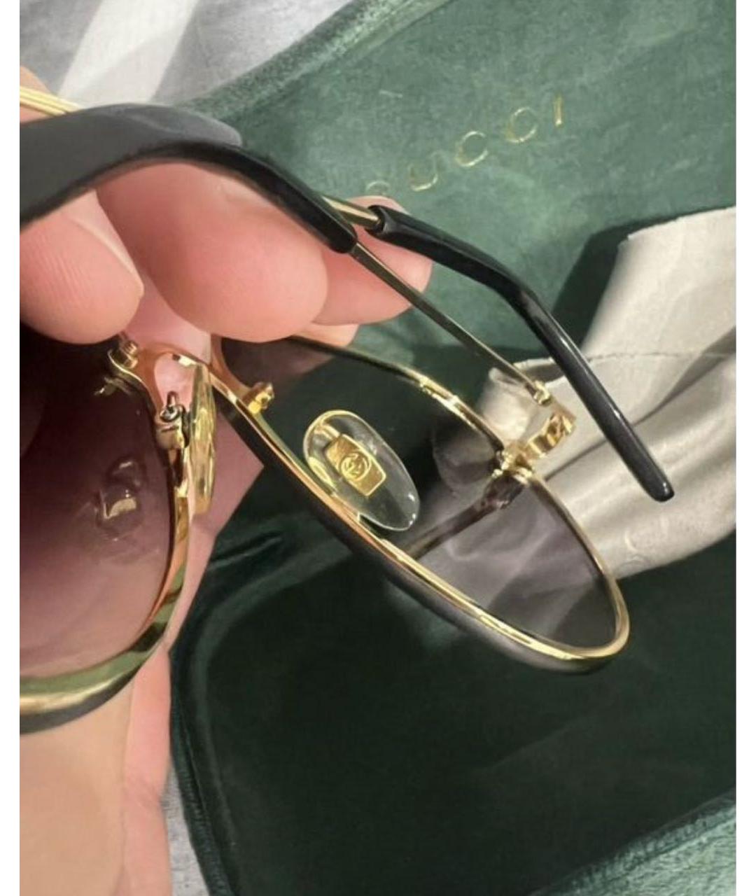 GUCCI Золотые металлические солнцезащитные очки, фото 4