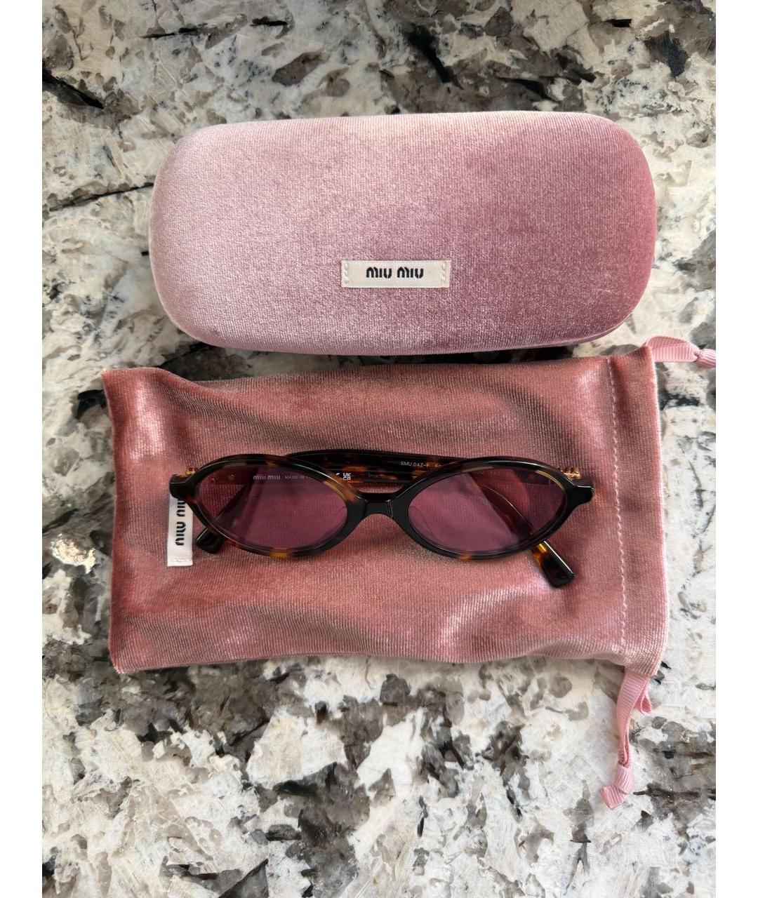 MIU MIU Коричневые пластиковые солнцезащитные очки, фото 5