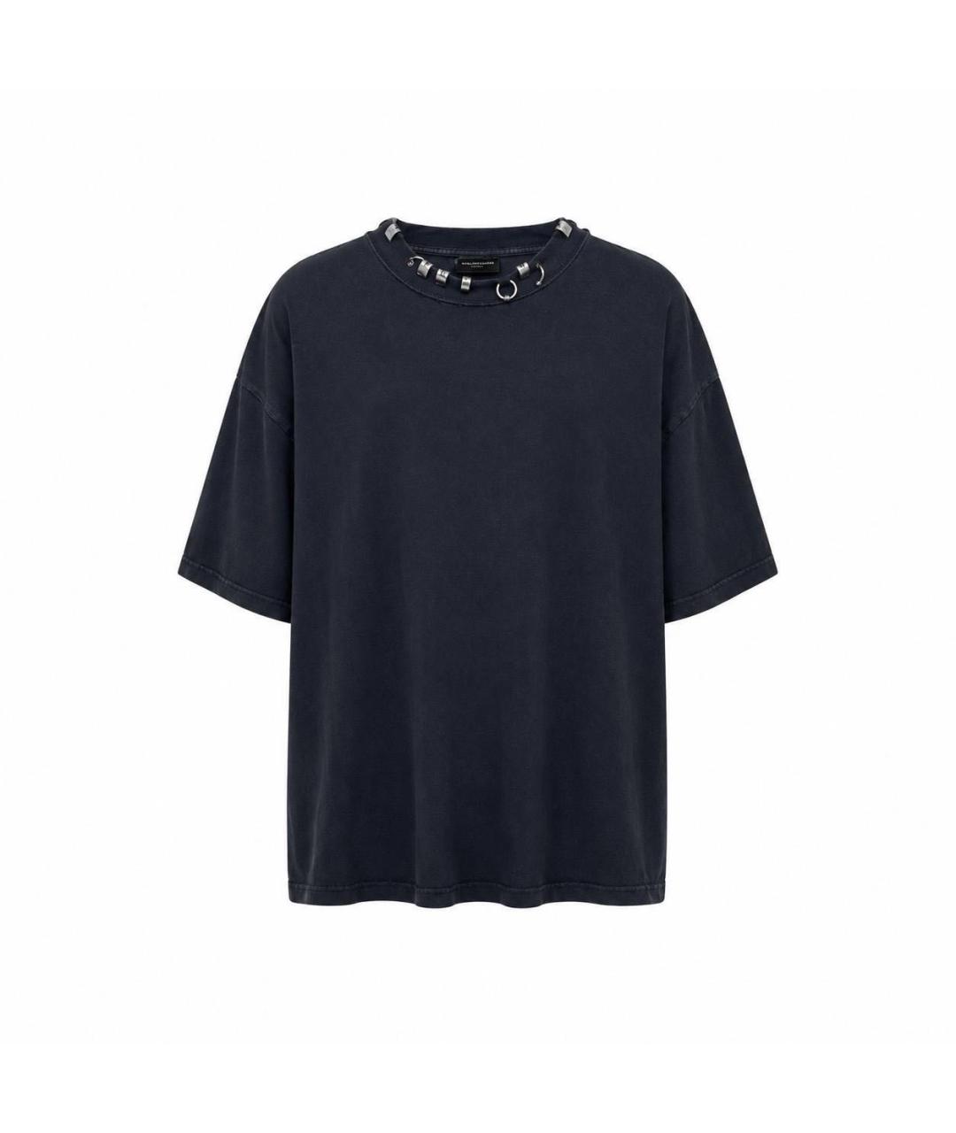 BALENCIAGA Антрацитовая хлопковая футболка, фото 1