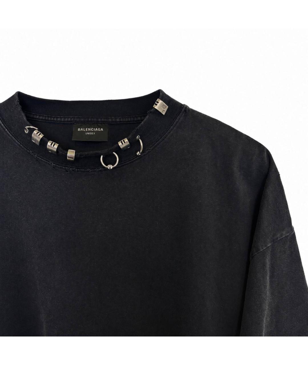 BALENCIAGA Антрацитовая хлопковая футболка, фото 3