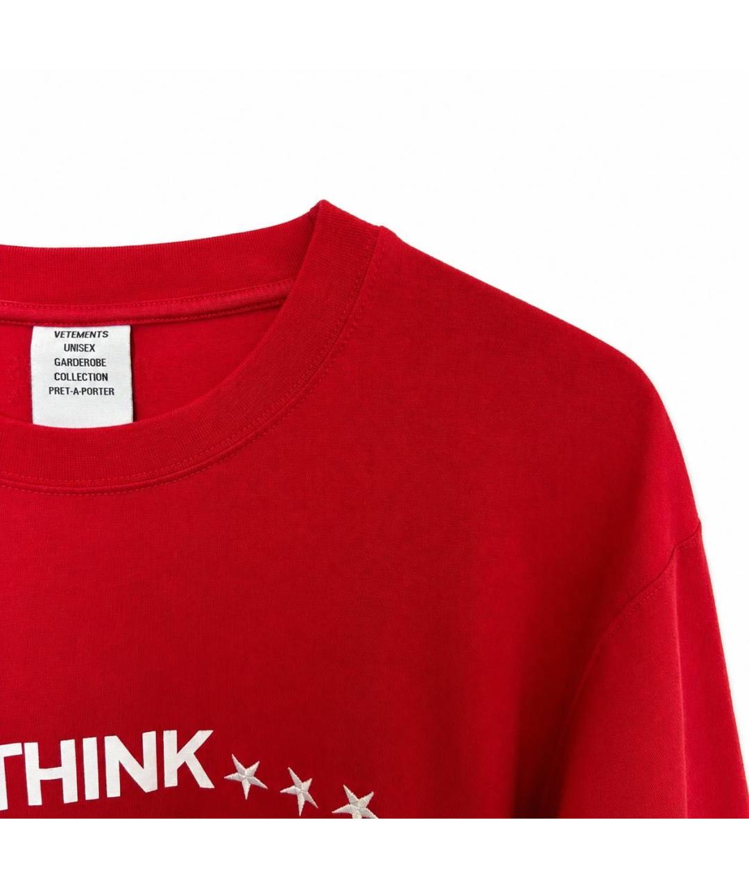VETEMENTS Красная хлопковая футболка, фото 3