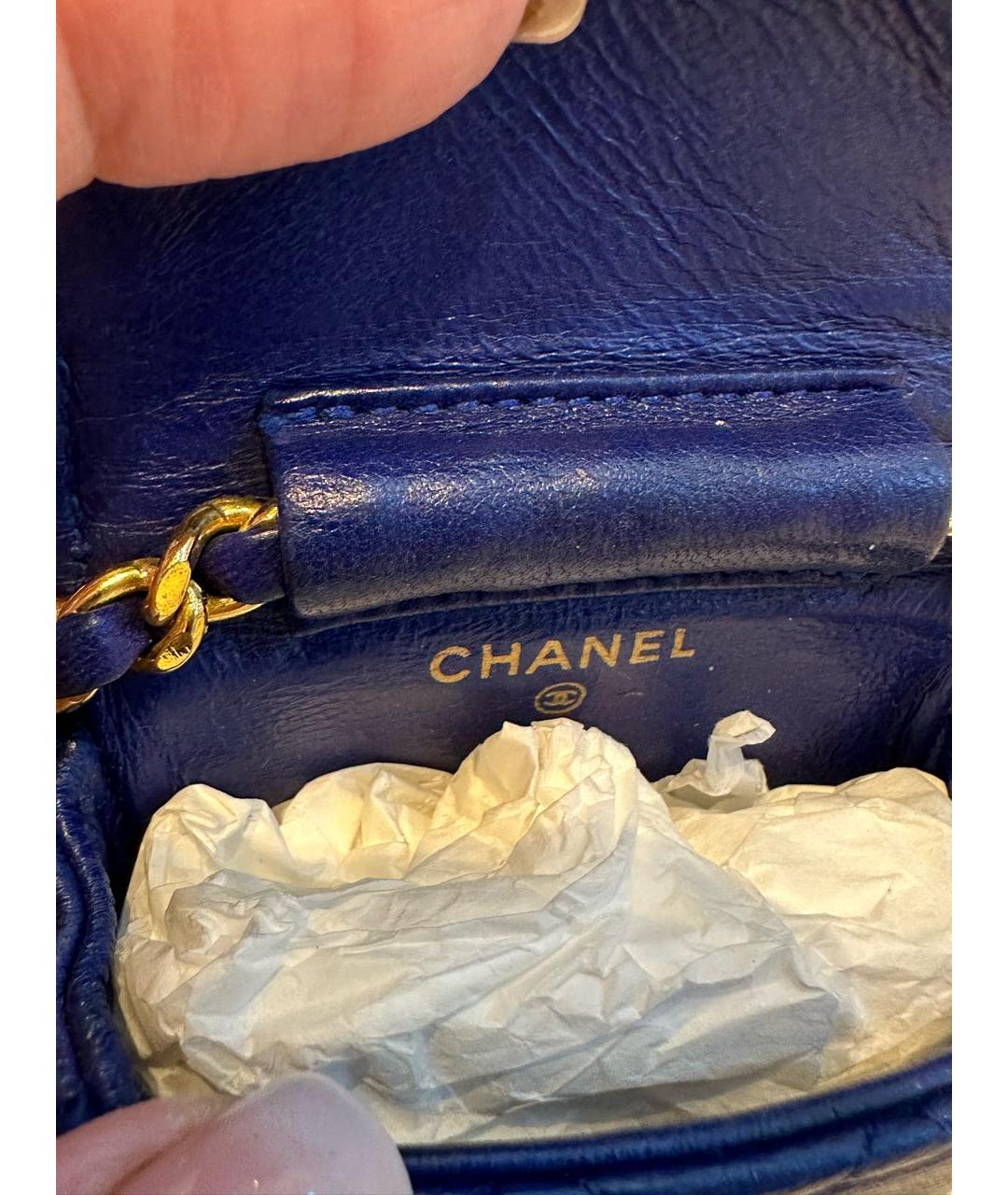 CHANEL Темно-синяя кожаная сумка через плечо, фото 4