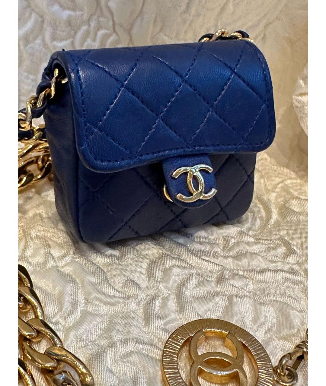 CHANEL Темно-синяя кожаная сумка через плечо, фото 7