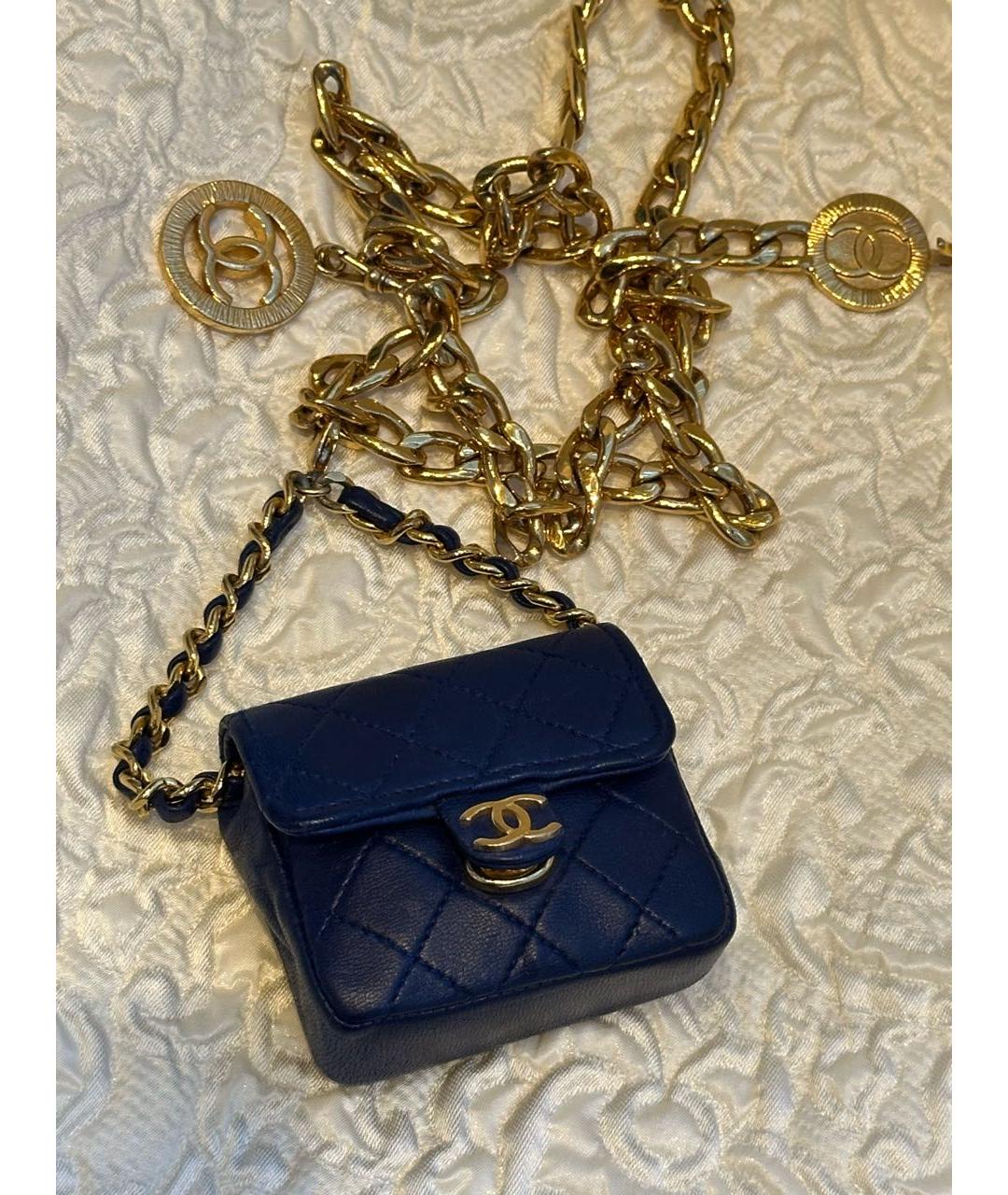 CHANEL Темно-синяя кожаная сумка через плечо, фото 2