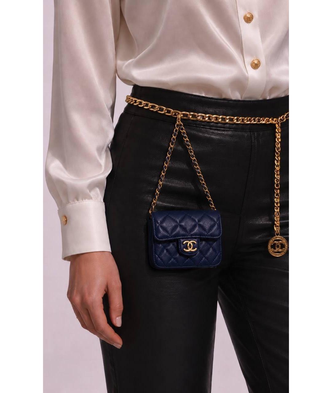 CHANEL Темно-синяя кожаная сумка через плечо, фото 6