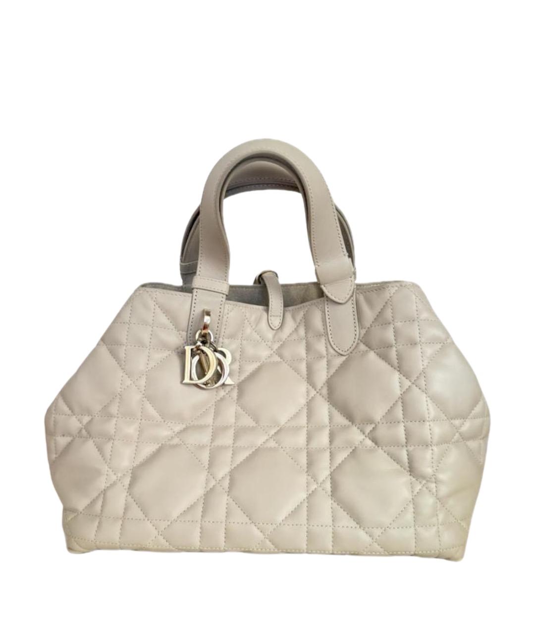 CHRISTIAN DIOR Серая кожаная сумка с короткими ручками, фото 1
