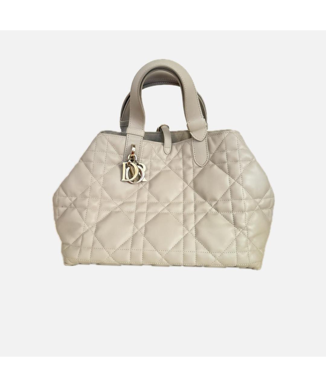 CHRISTIAN DIOR Серая кожаная сумка с короткими ручками, фото 5