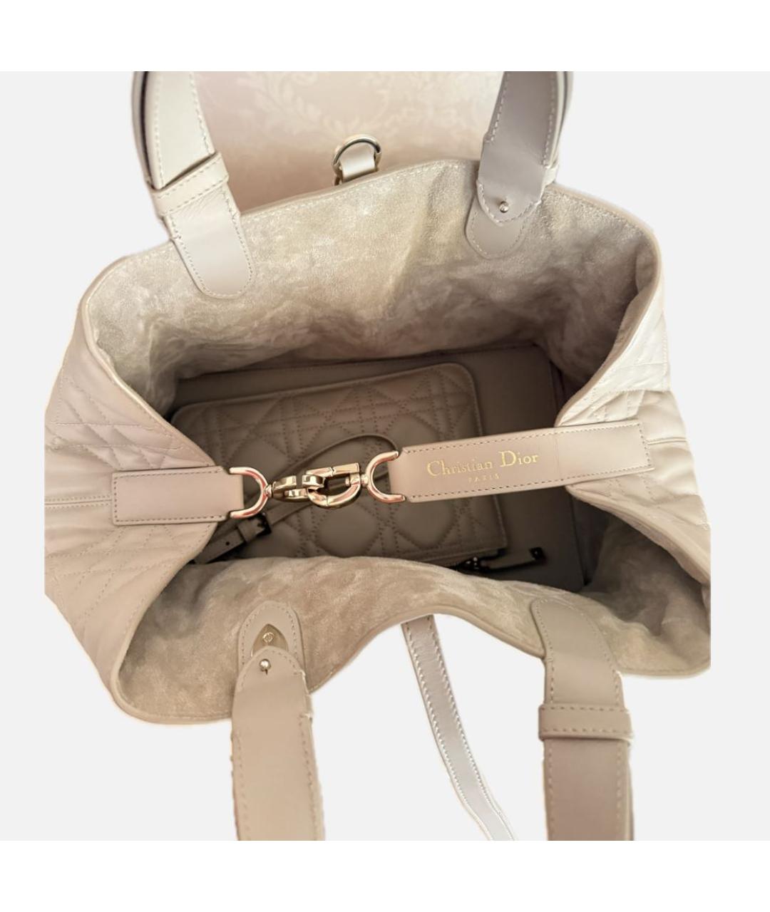 CHRISTIAN DIOR Серая кожаная сумка с короткими ручками, фото 4