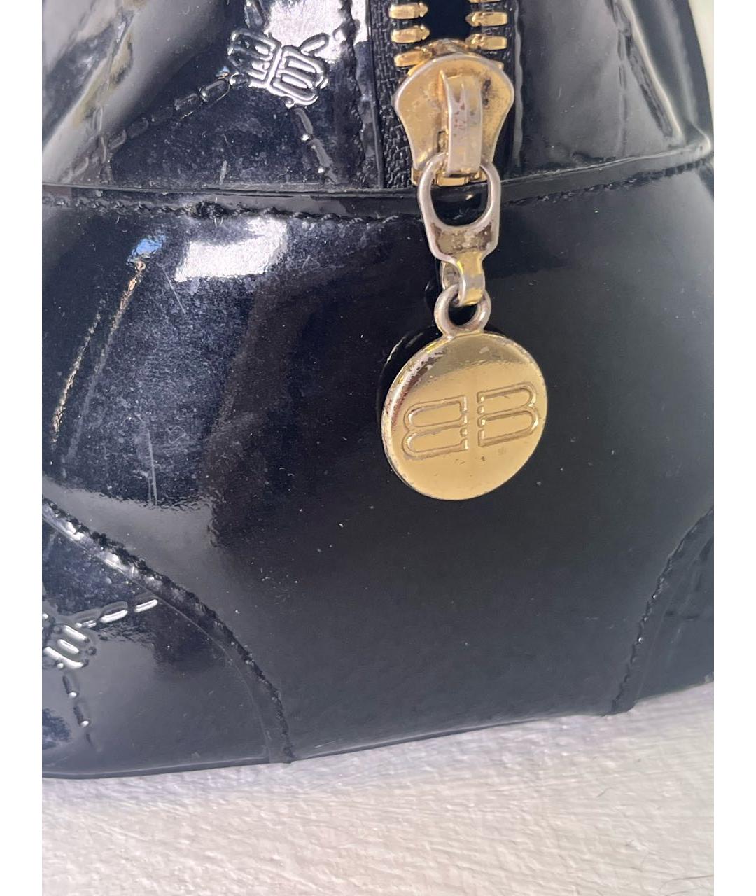 BALENCIAGA Черная сумка с короткими ручками из лакированной кожи, фото 4