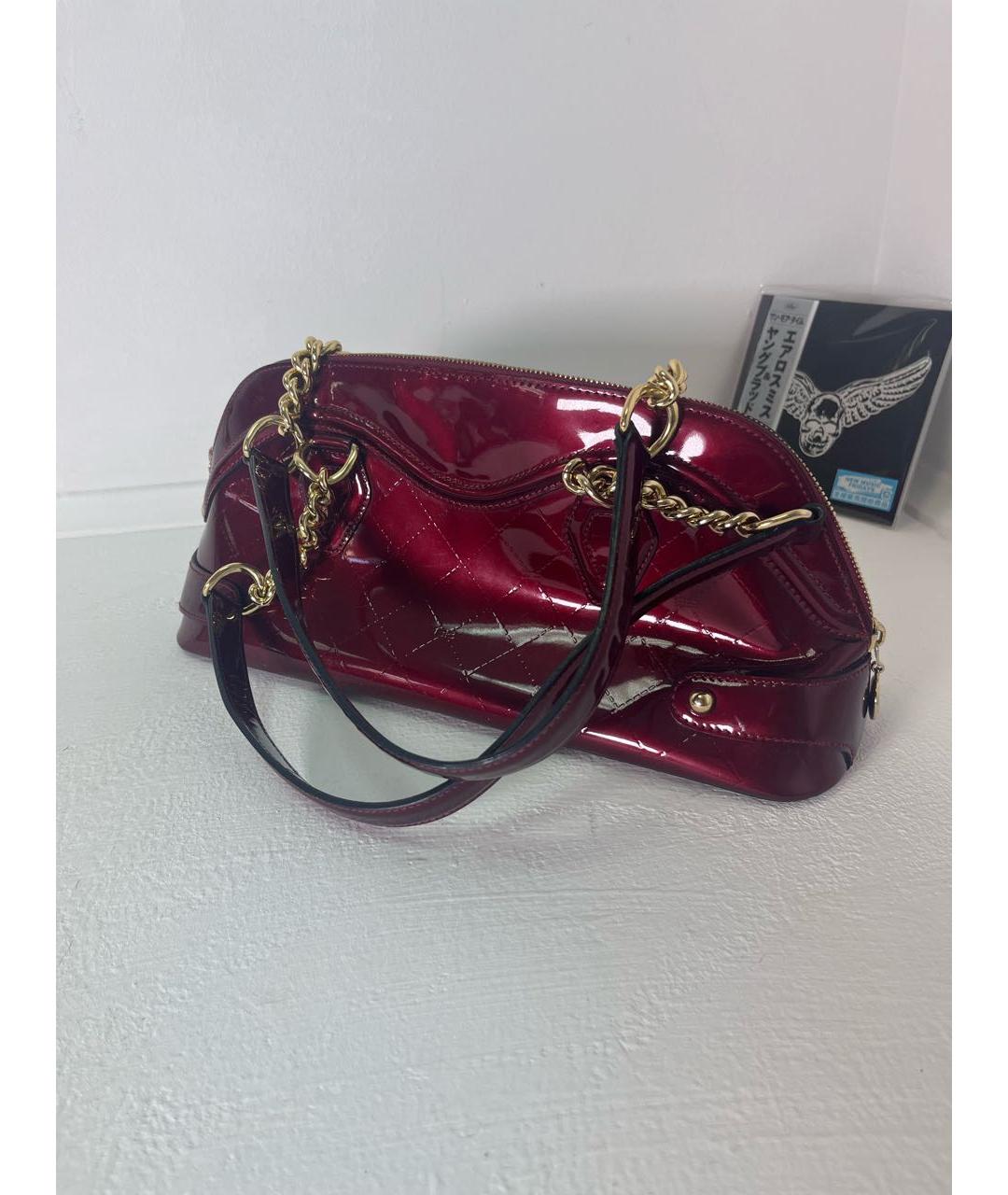 BALENCIAGA Бордовая сумка с короткими ручками из лакированной кожи, фото 4