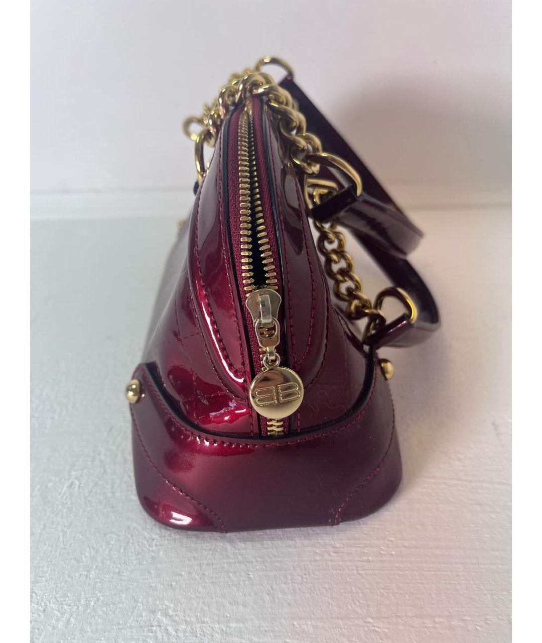 BALENCIAGA Бордовая сумка с короткими ручками из лакированной кожи, фото 3