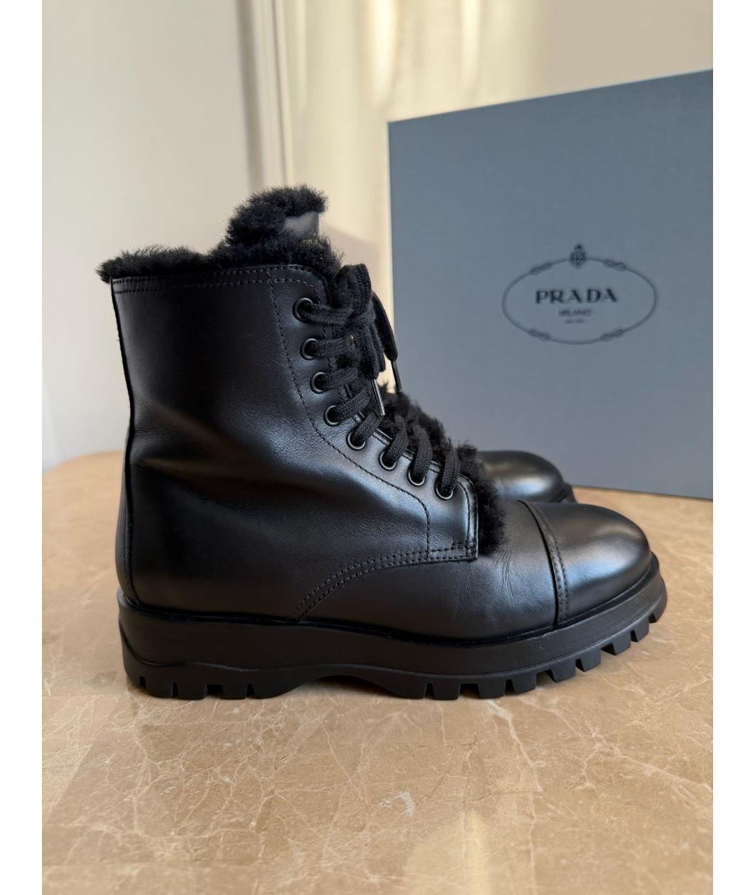 PRADA Черные кожаные ботинки, фото 9