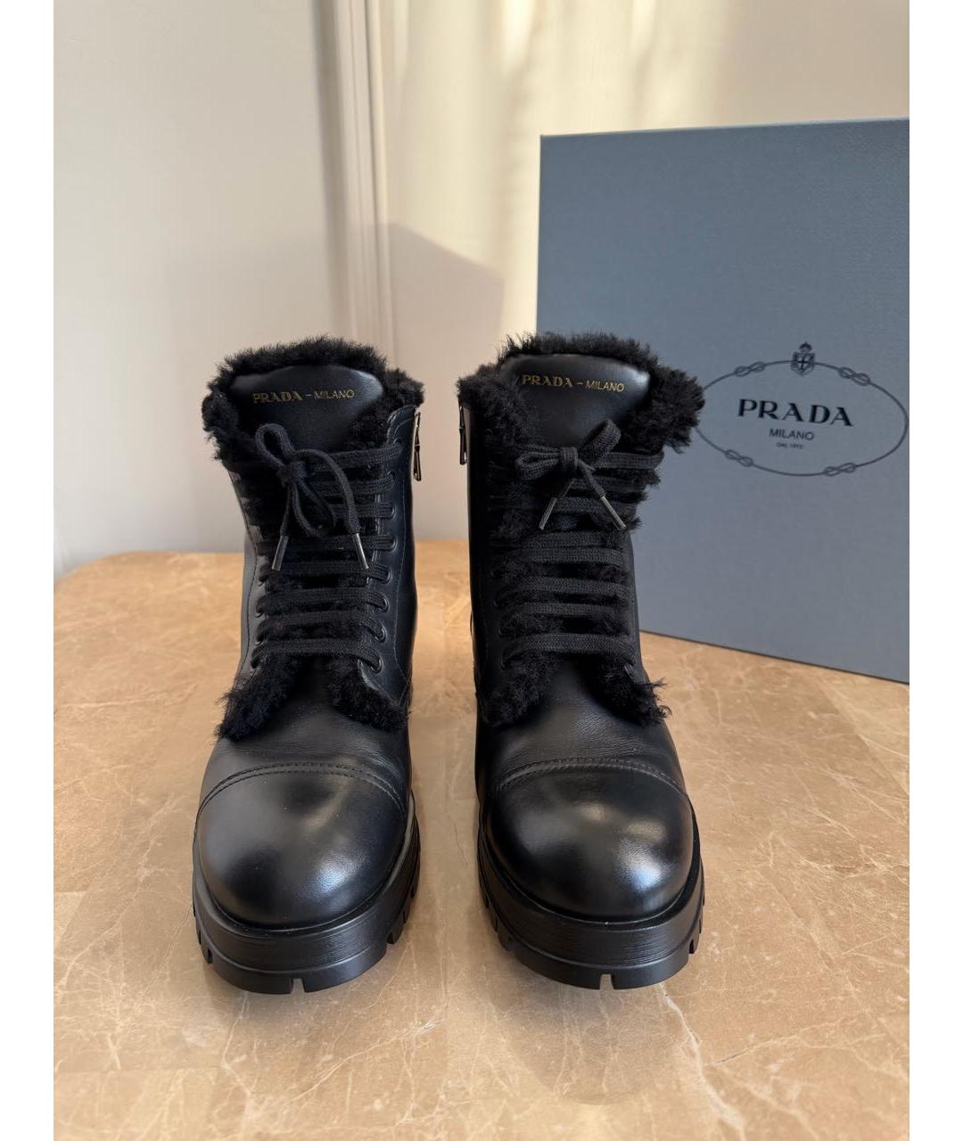 PRADA Черные кожаные ботинки, фото 3