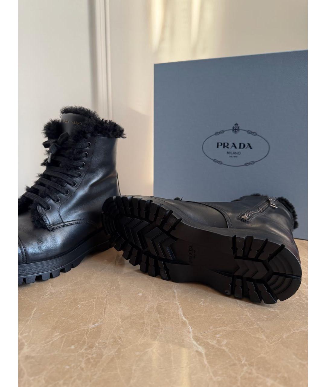 PRADA Черные кожаные ботинки, фото 7