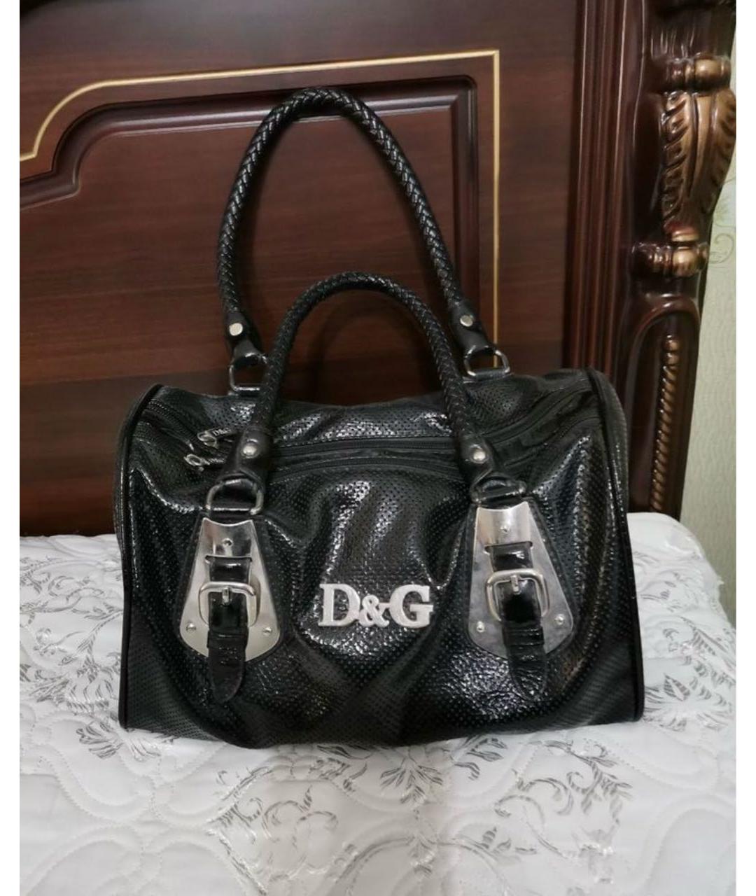 DOLCE&GABBANA Черная кожаная сумка с короткими ручками, фото 4
