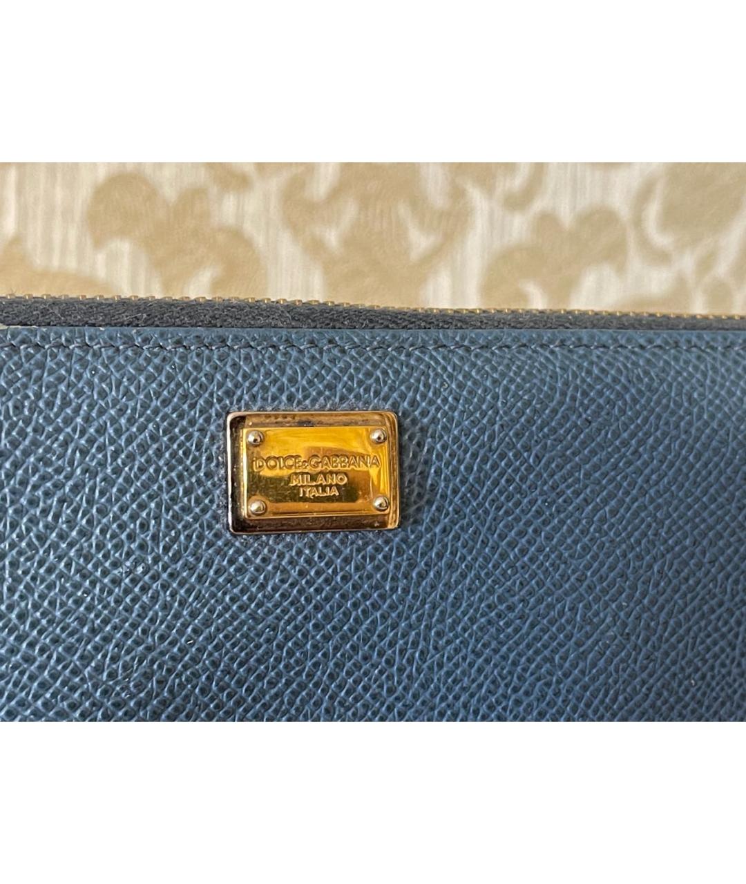 DOLCE&GABBANA Голубой кожаный кошелек, фото 2