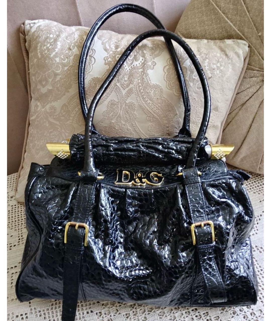 DOLCE&GABBANA Черная кожаная сумка с короткими ручками, фото 4