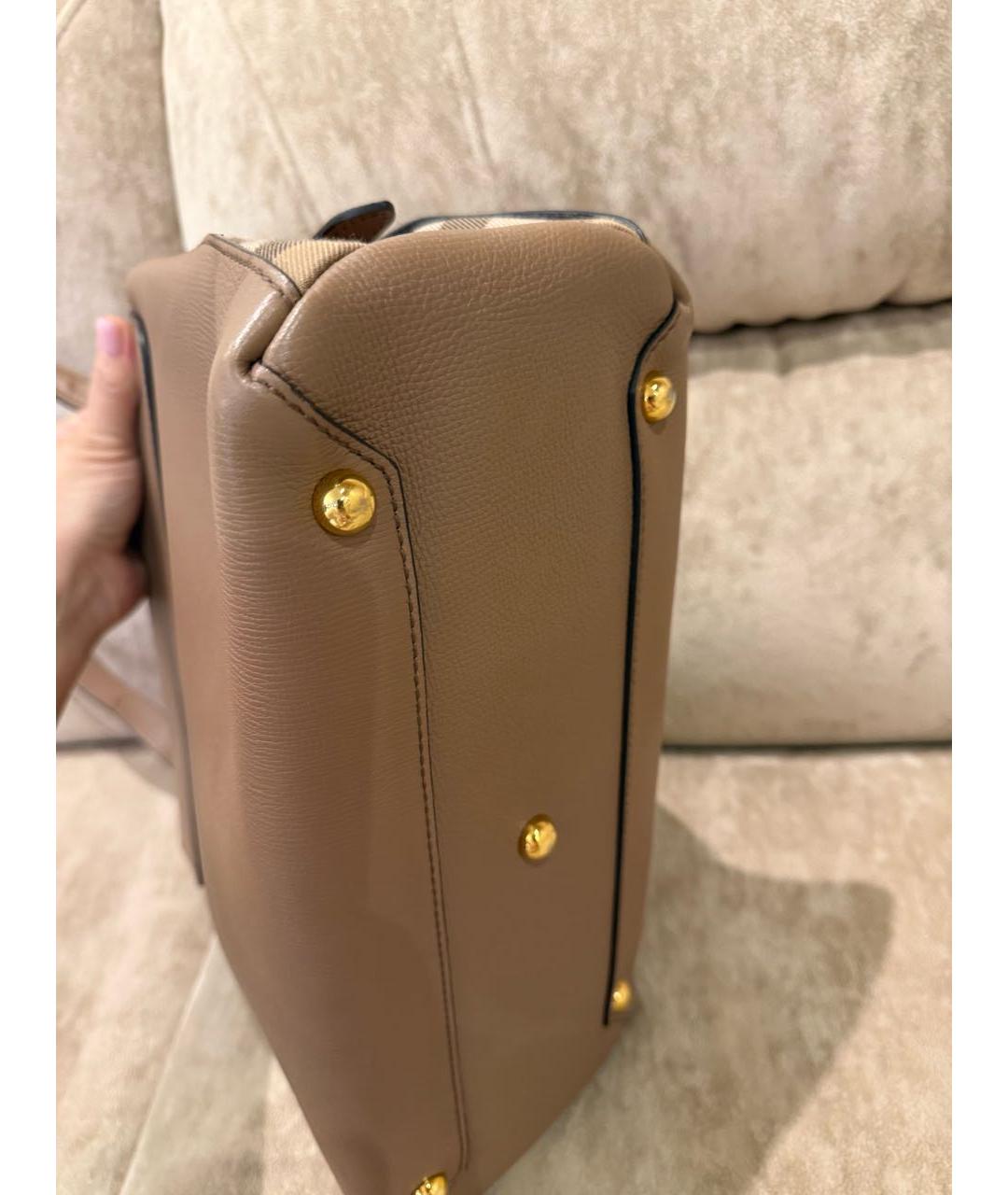 BURBERRY Бежевая кожаная сумка через плечо, фото 7