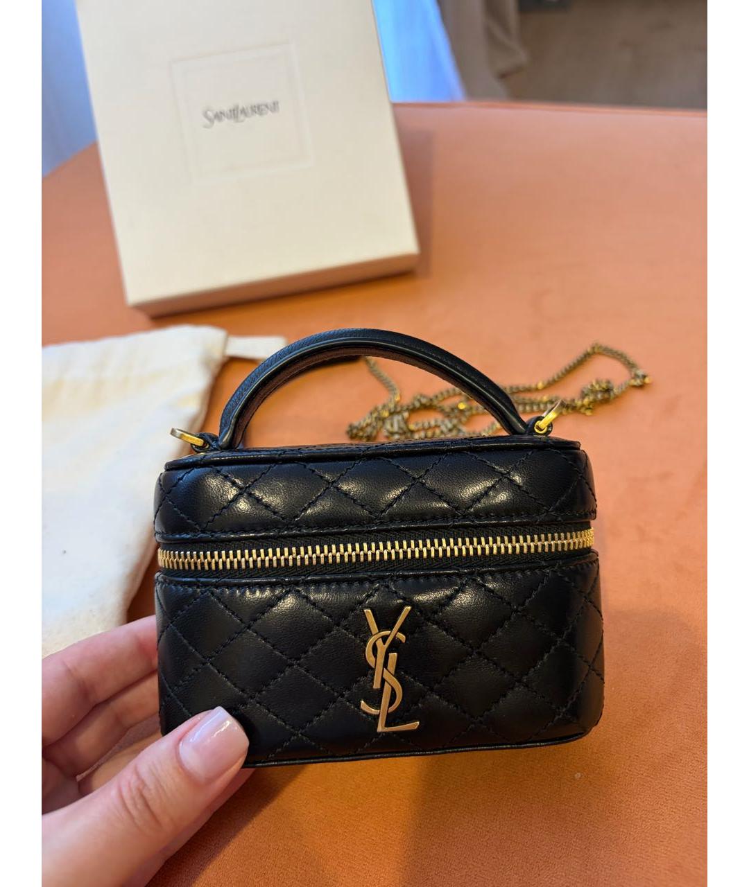 SAINT LAURENT Черная кожаная сумка через плечо, фото 2