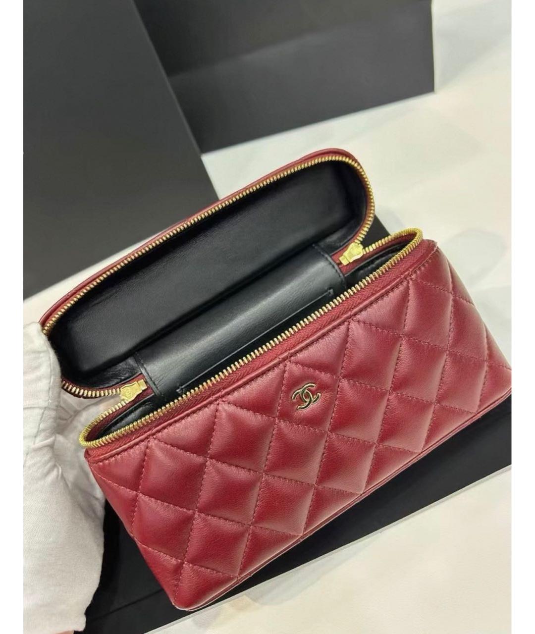 CHANEL Бордовая кожаная сумка с короткими ручками, фото 5