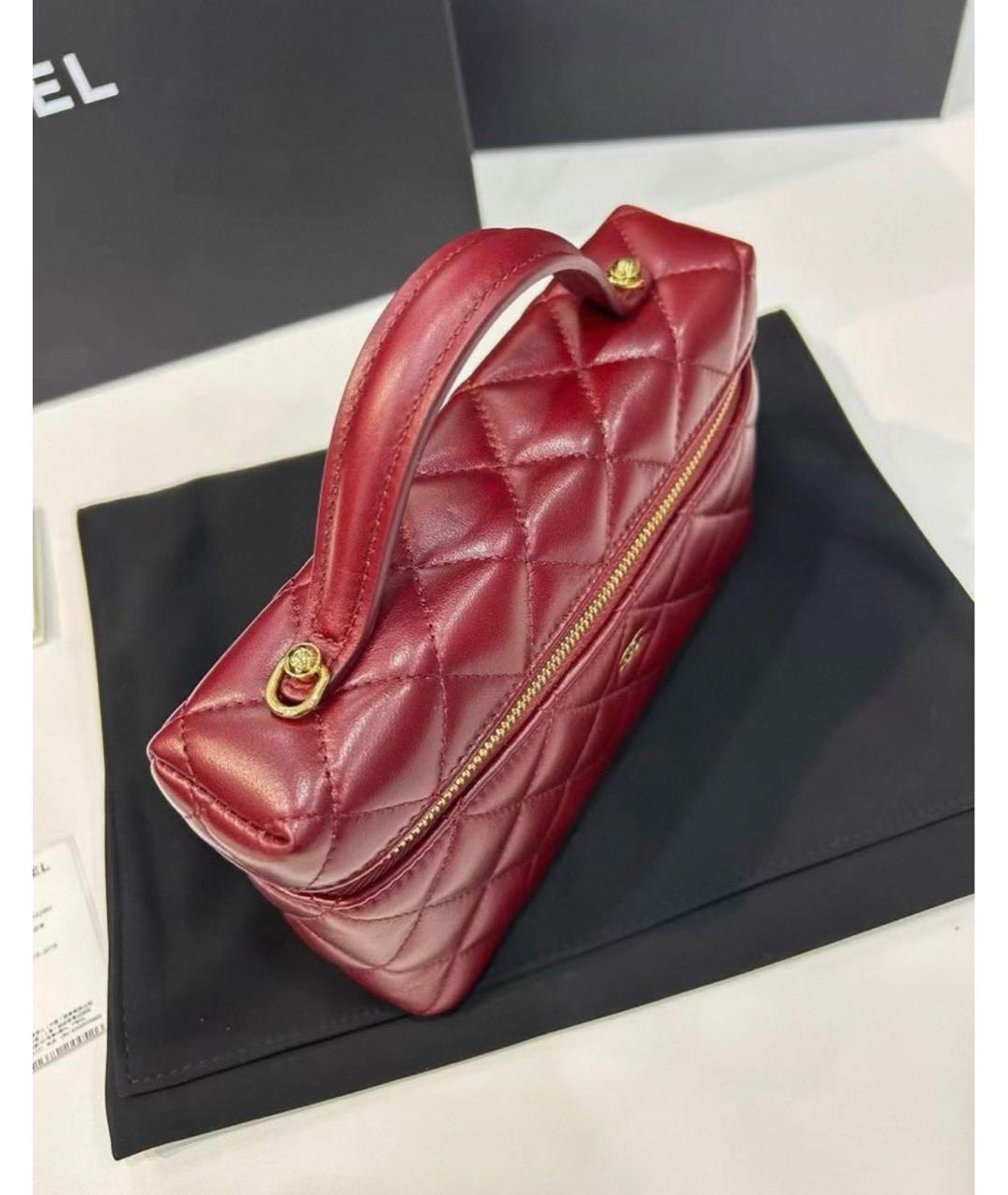 CHANEL Бордовая кожаная сумка с короткими ручками, фото 4