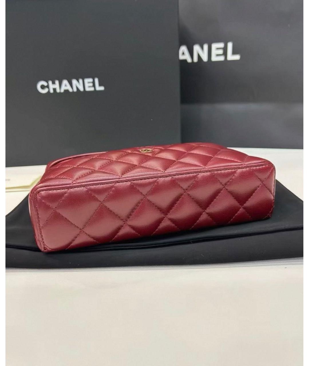 CHANEL Бордовая кожаная сумка с короткими ручками, фото 3