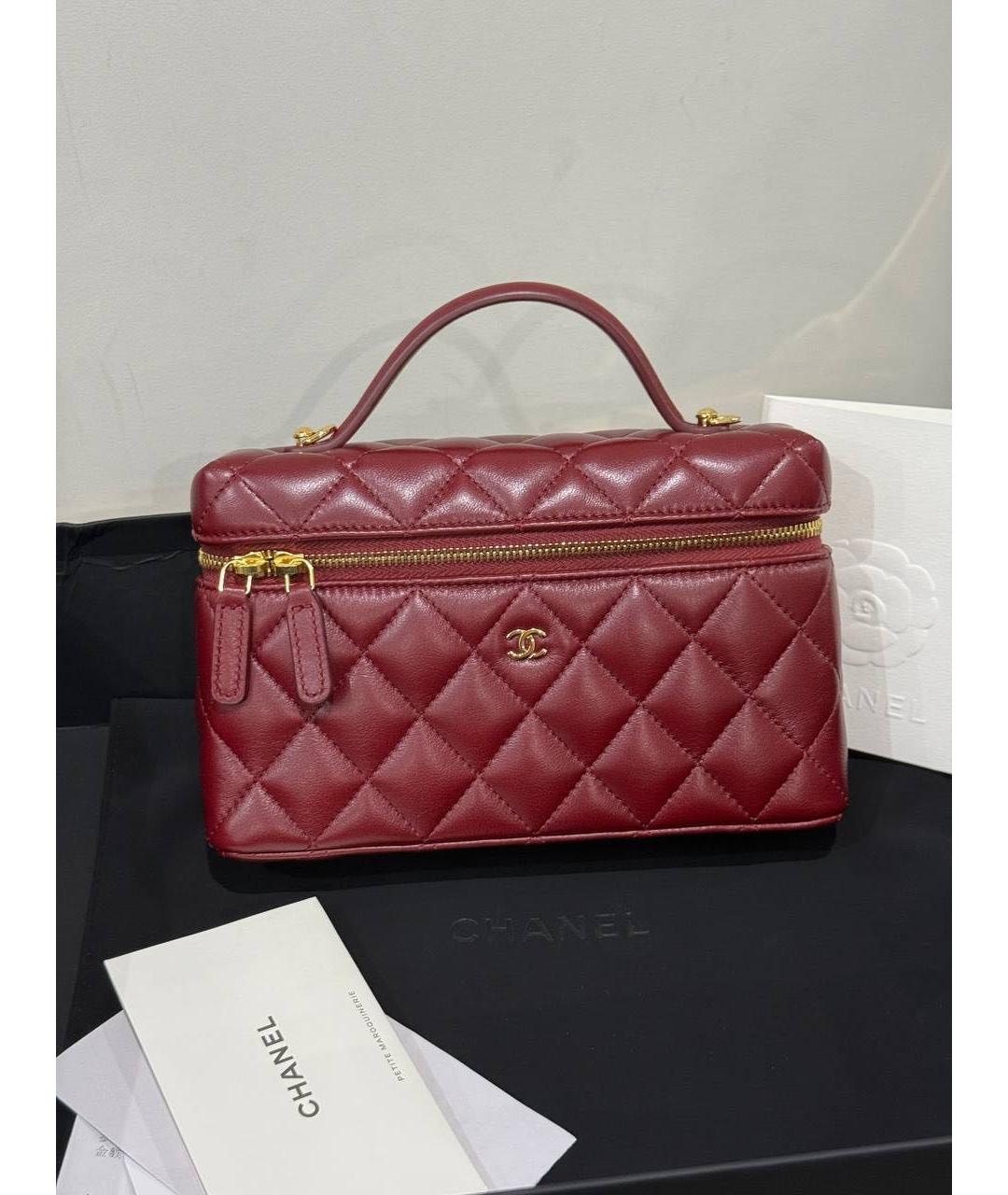 CHANEL Бордовая кожаная сумка с короткими ручками, фото 7