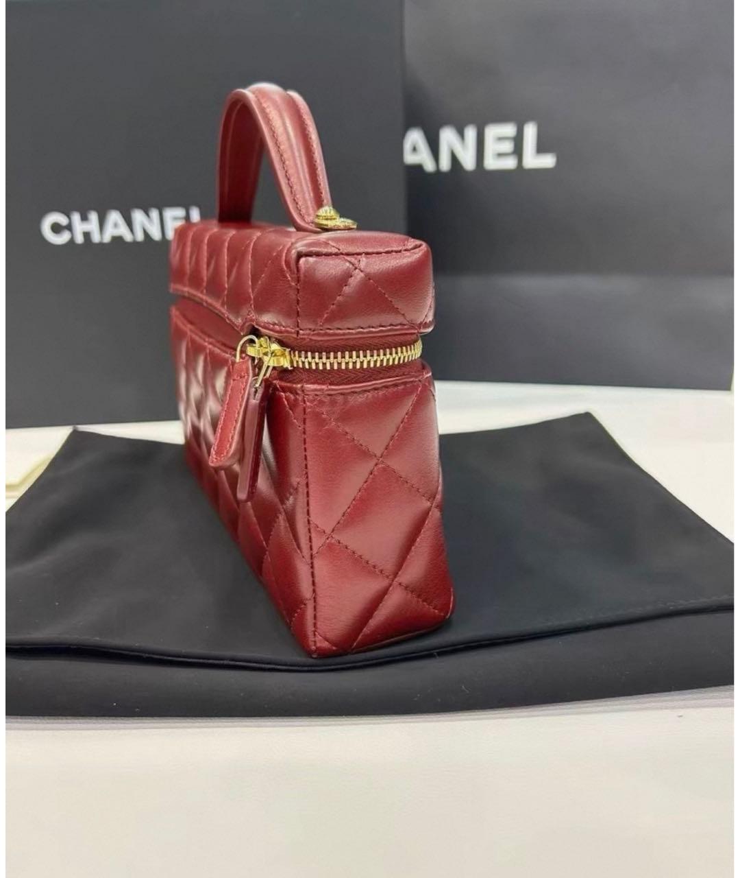 CHANEL Бордовая кожаная сумка с короткими ручками, фото 2