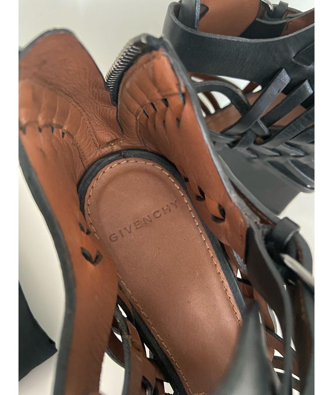 GIVENCHY Черные кожаные босоножки, фото 6