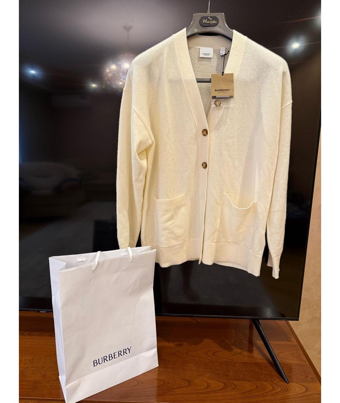 BURBERRY Белый кашемировый кардиган, фото 8
