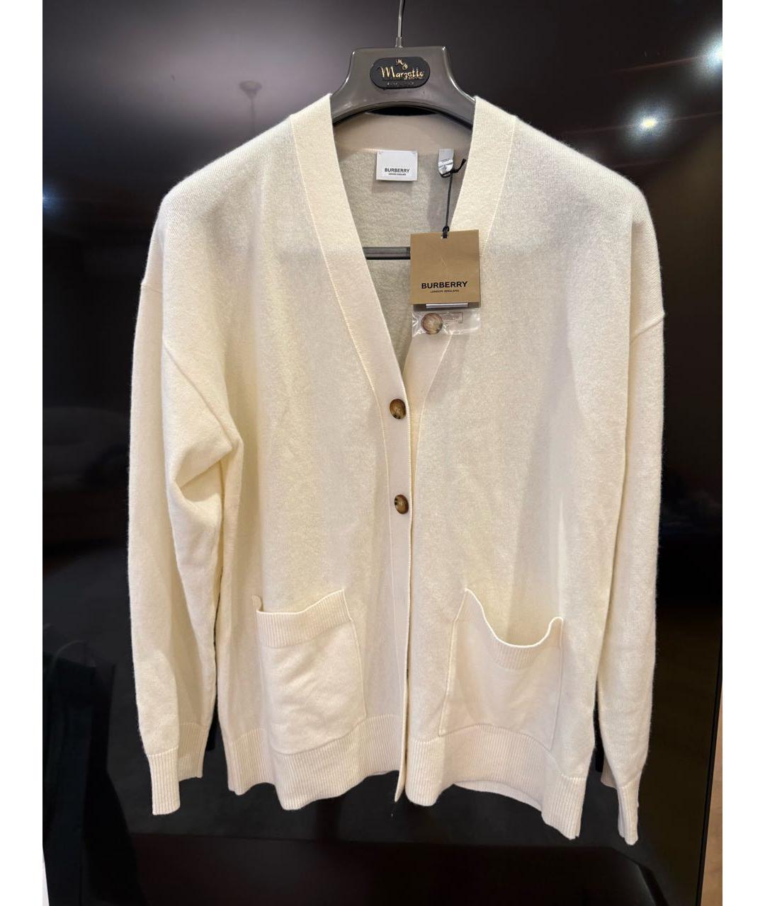 BURBERRY Белый кашемировый кардиган, фото 2