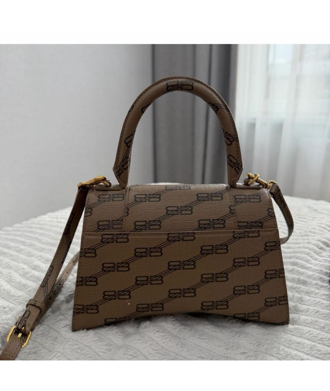 BALENCIAGA Бежевая кожаная сумка с короткими ручками, фото 2