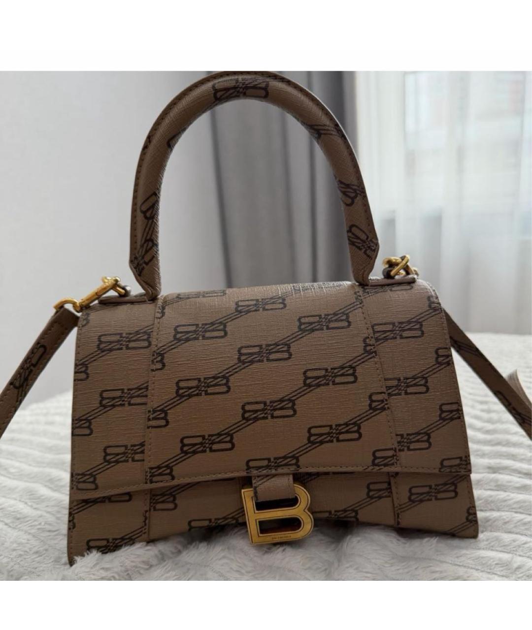 BALENCIAGA Бежевая кожаная сумка с короткими ручками, фото 3
