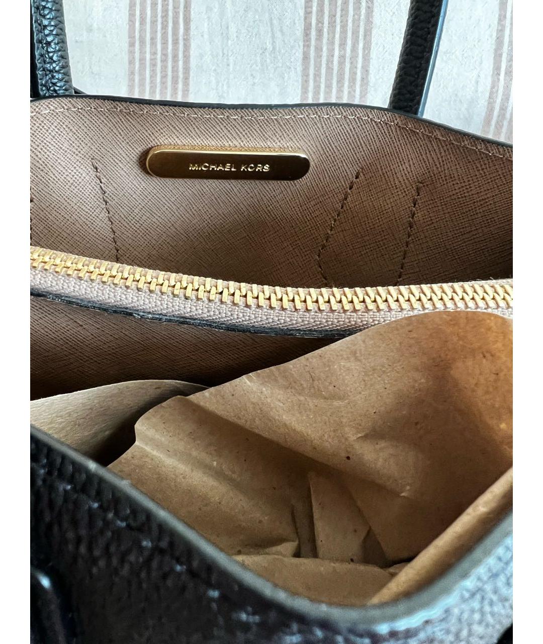 MICHAEL KORS Черная кожаная сумка тоут, фото 3