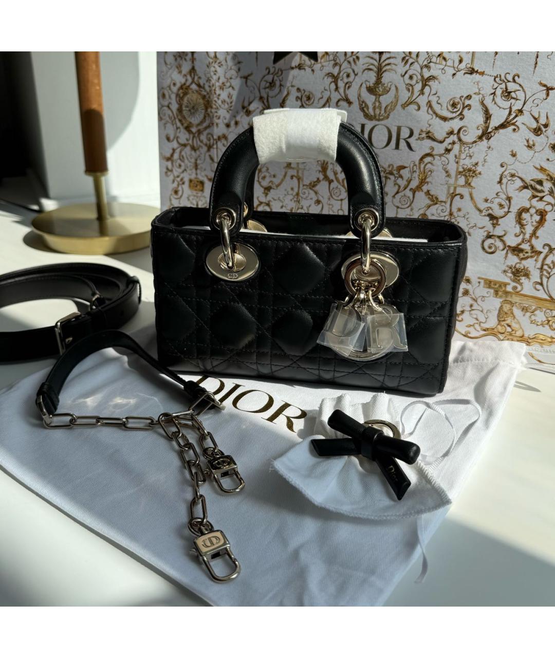 CHRISTIAN DIOR Черная кожаная сумка через плечо, фото 3