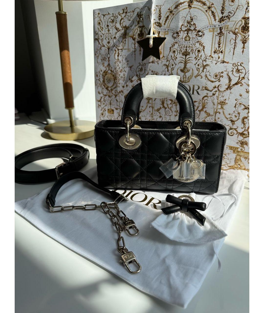 CHRISTIAN DIOR Черная кожаная сумка через плечо, фото 2