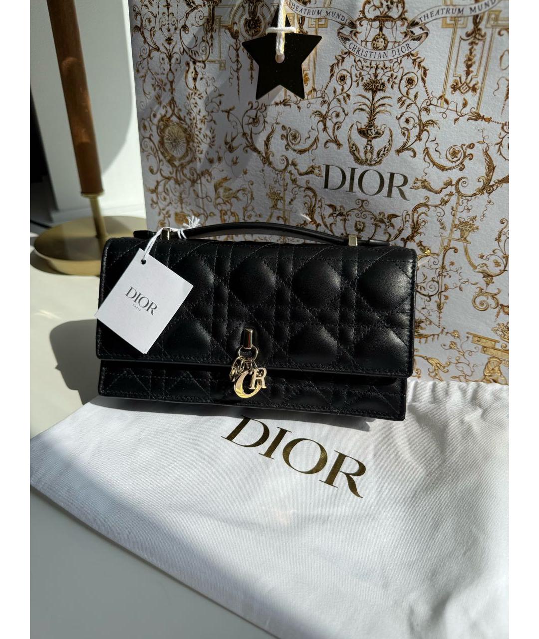 CHRISTIAN DIOR Черная кожаная сумка с короткими ручками, фото 5