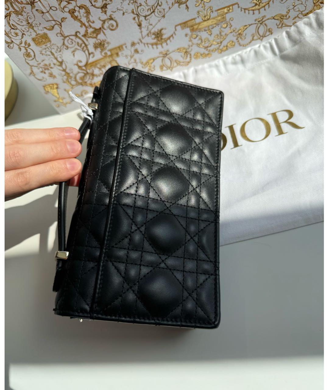 CHRISTIAN DIOR Черная кожаная сумка с короткими ручками, фото 4