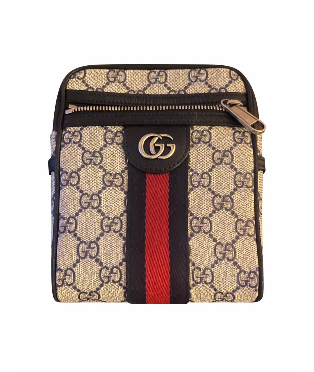 GUCCI Бежевая кожаная сумка через плечо, фото 1