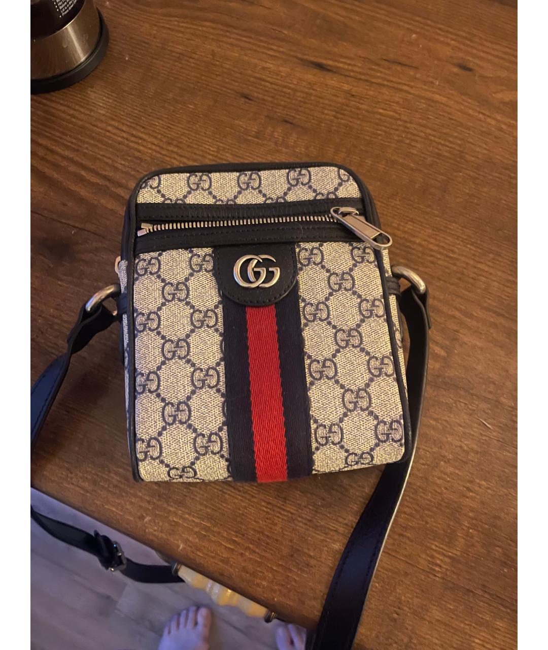GUCCI Бежевая кожаная сумка через плечо, фото 5