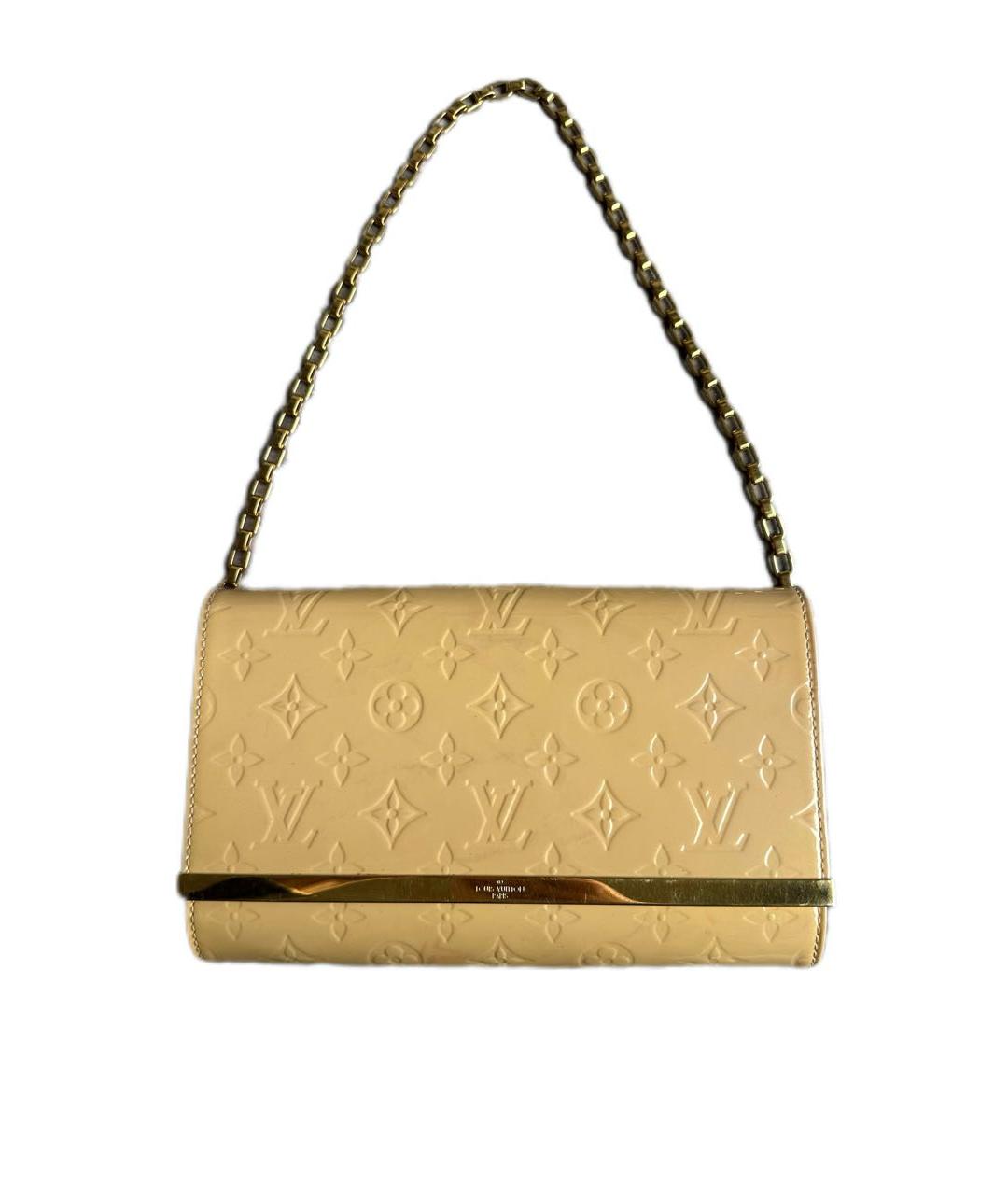 LOUIS VUITTON Бежевая сумка с короткими ручками из лакированной кожи, фото 9
