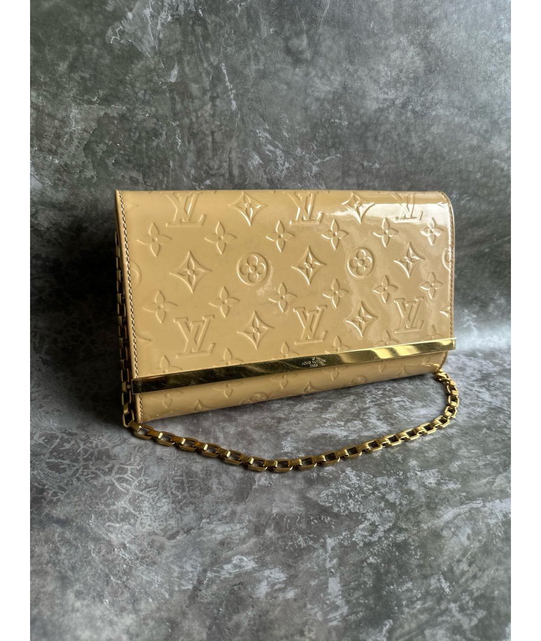 LOUIS VUITTON Бежевая сумка с короткими ручками из лакированной кожи, фото 8