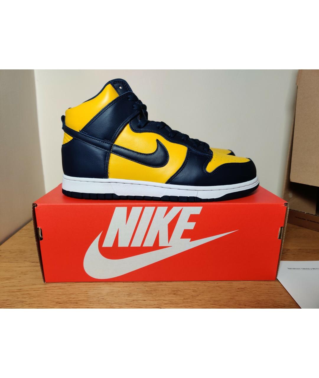 NIKE Оранжевые кожаные высокие кроссовки / кеды, фото 2