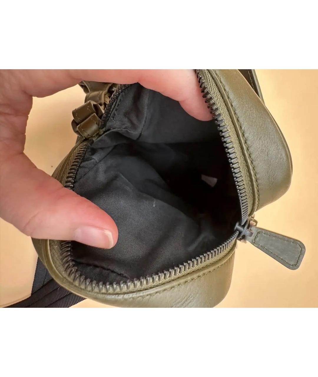 BOTTEGA VENETA Хаки кожаная сумка на плечо, фото 8